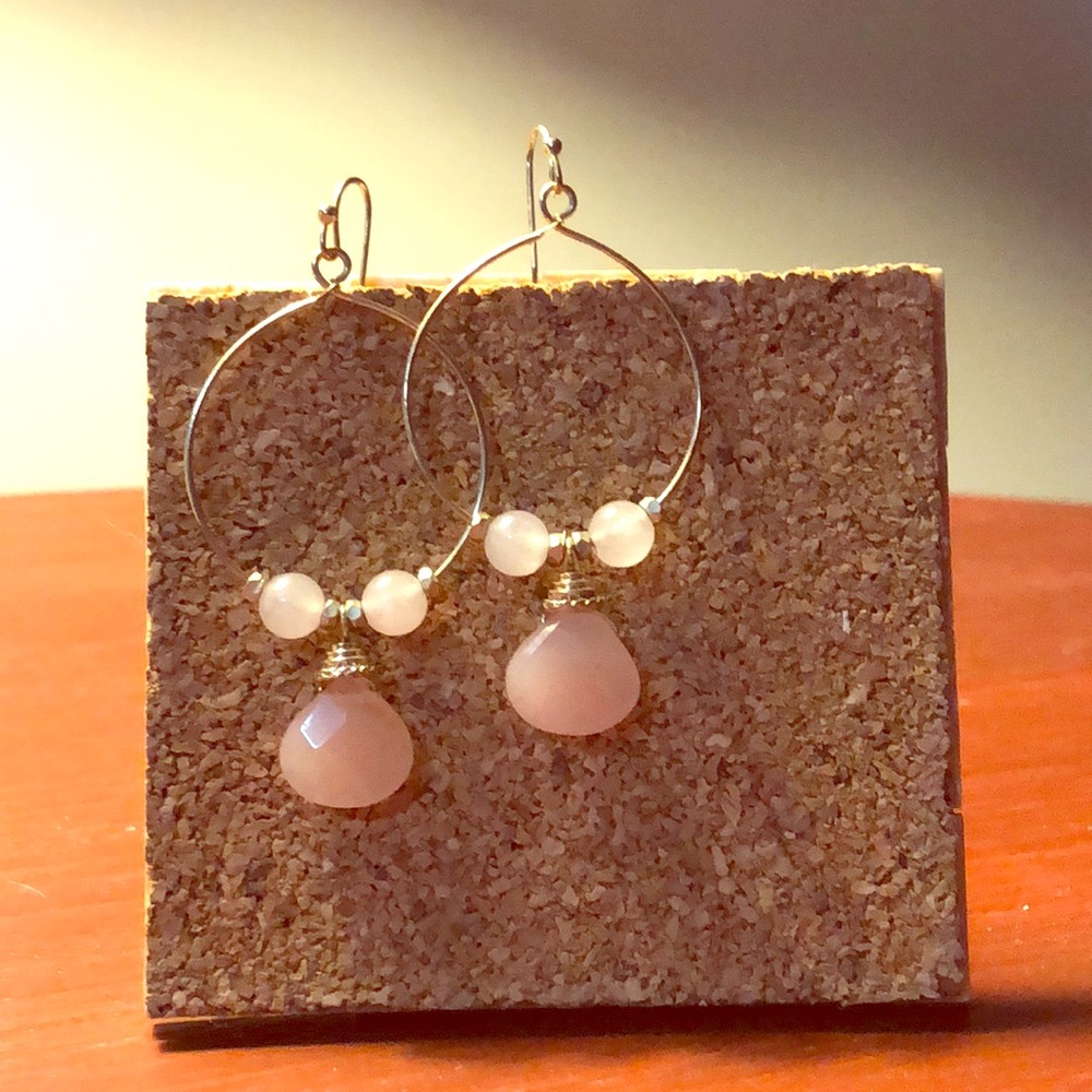 Peach and gold earrings